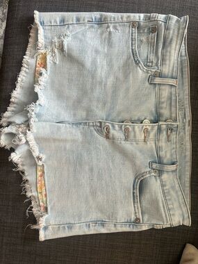 American Eagle Outfitters Light Blue Distressed Denim Shorts